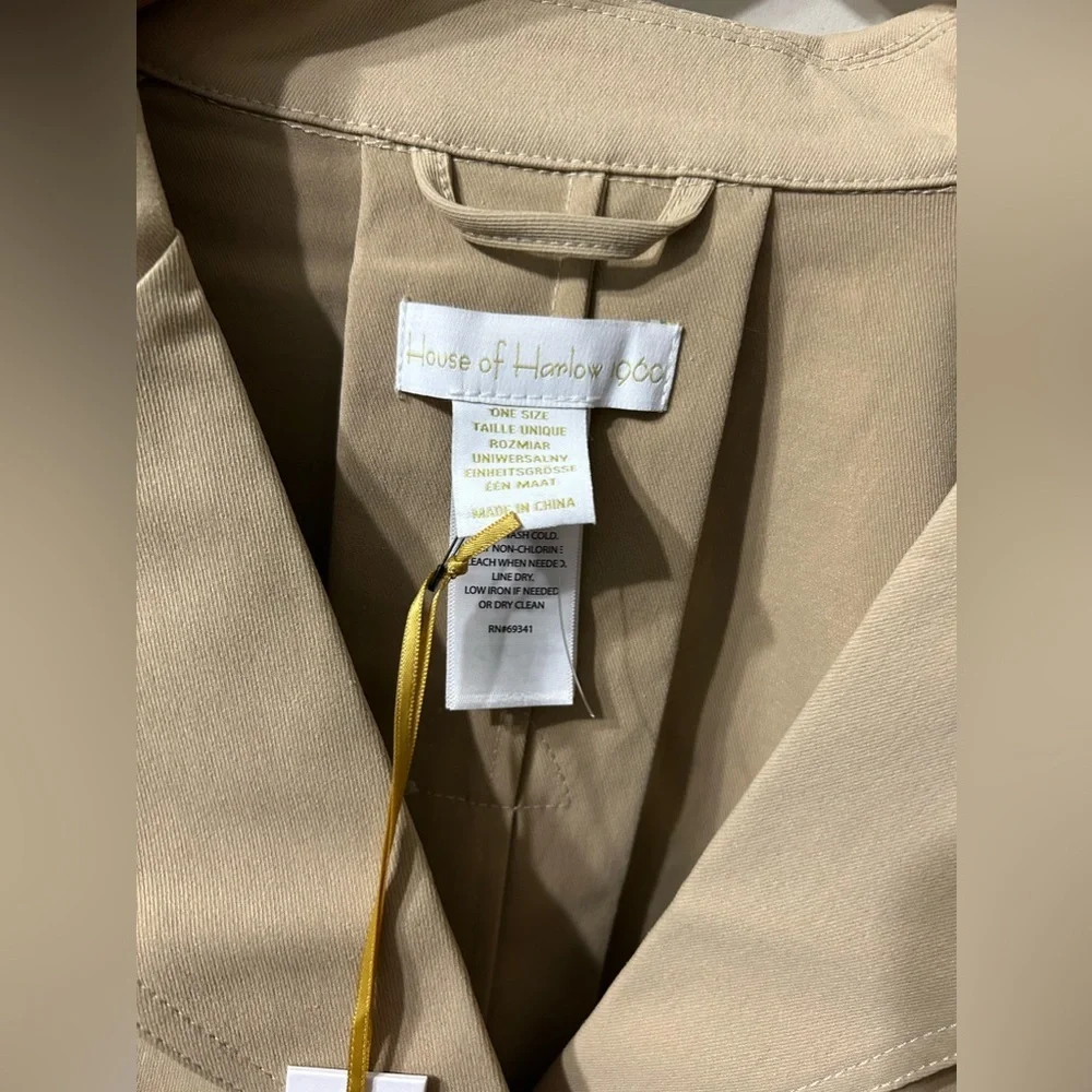 Anthropologie House Of Harlow Cropped Trench Coat Womens One Size Tan - Picture 2 of 5